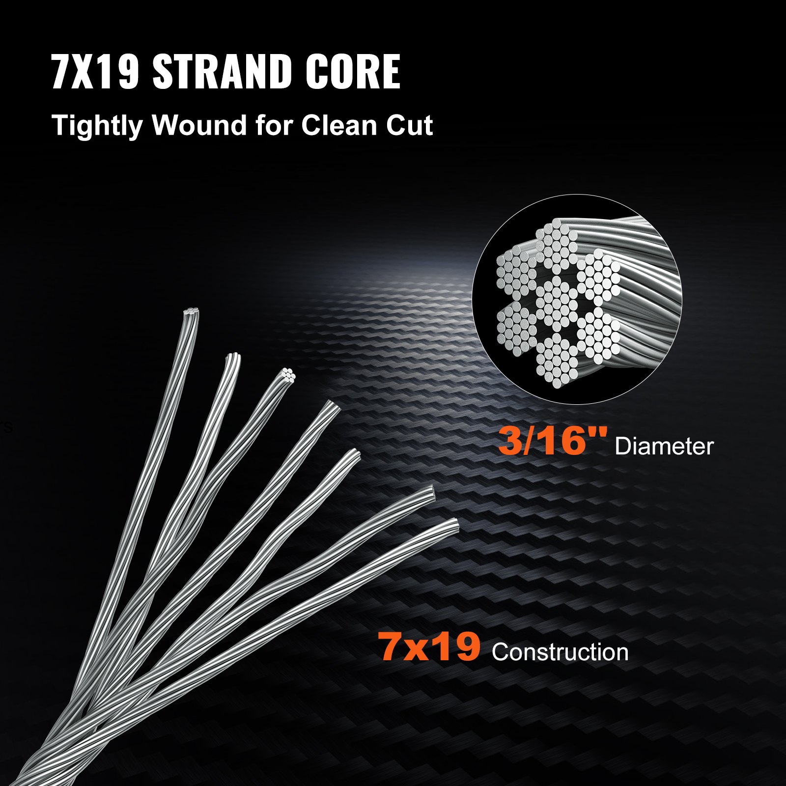 Main product image of VEVOR 7x19 T304 Stainless Steel Cable, 500FT Reel