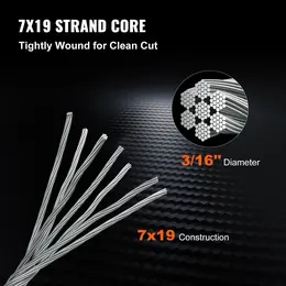 Product image of VEVOR 7x19 T304 Stainless Steel Cable, 500FT Reel