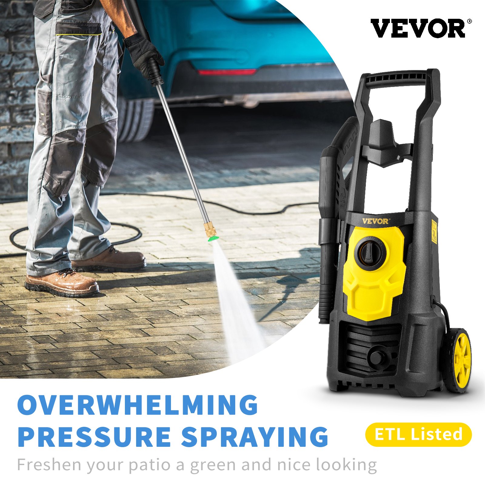 Main product image of VEVOR Electric Pressure Washer, 2000 PSI, 1.76 GPM, 30 ft Hose, 5 Nozzles
