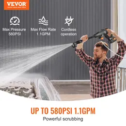 Product image of VEVOR Cordless Pressure Washer, 580-PSI 1.1 GPM, Handheld, 4.0Ah Battery, 6-in-1 Nozzle