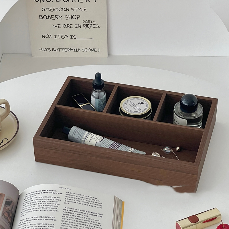 Main product image of Wood Desktop Storage Box with Grid Compartments