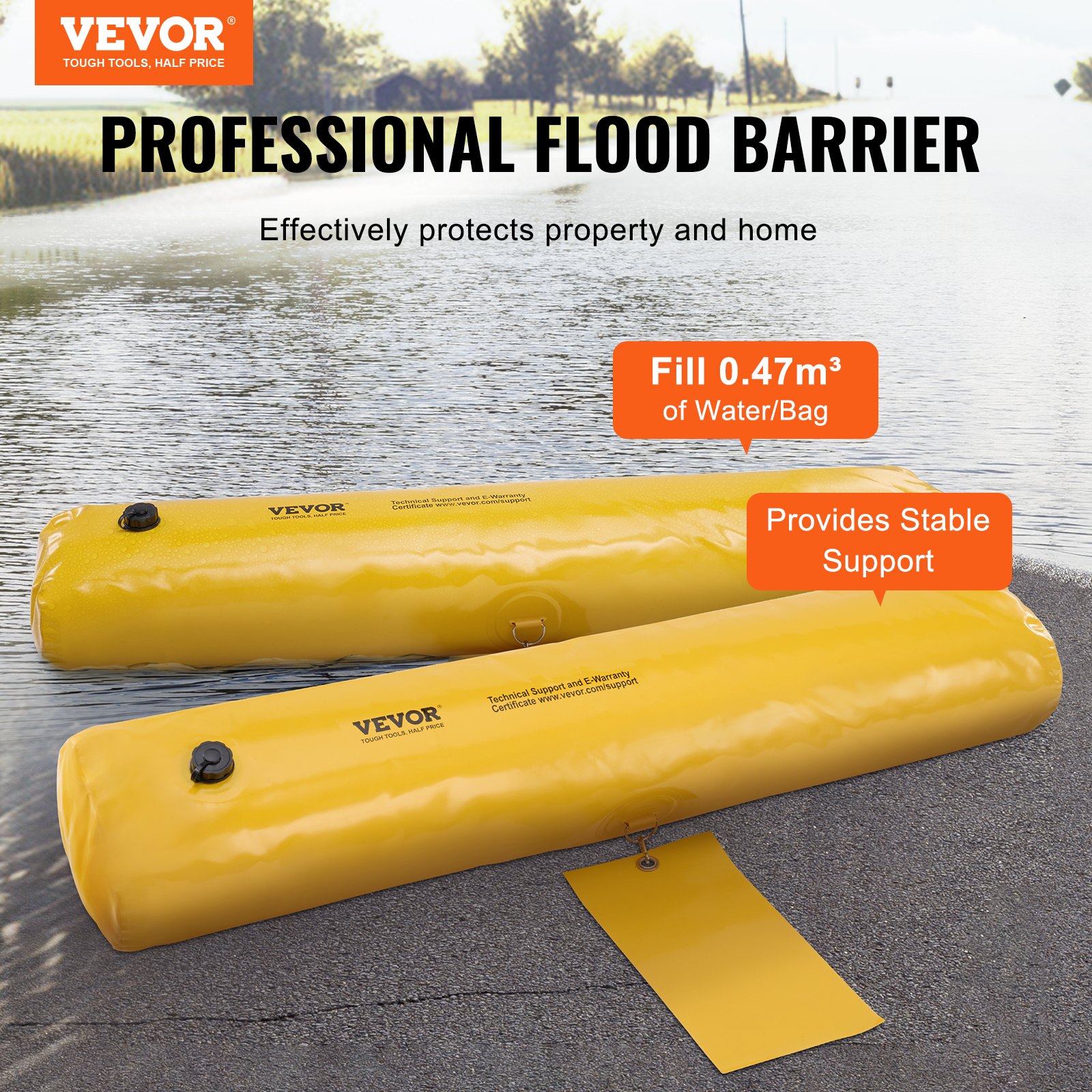 Main product image of VEVOR Flood Barriers, Sandbag Alternative, 4FTx6in, 4 Pack