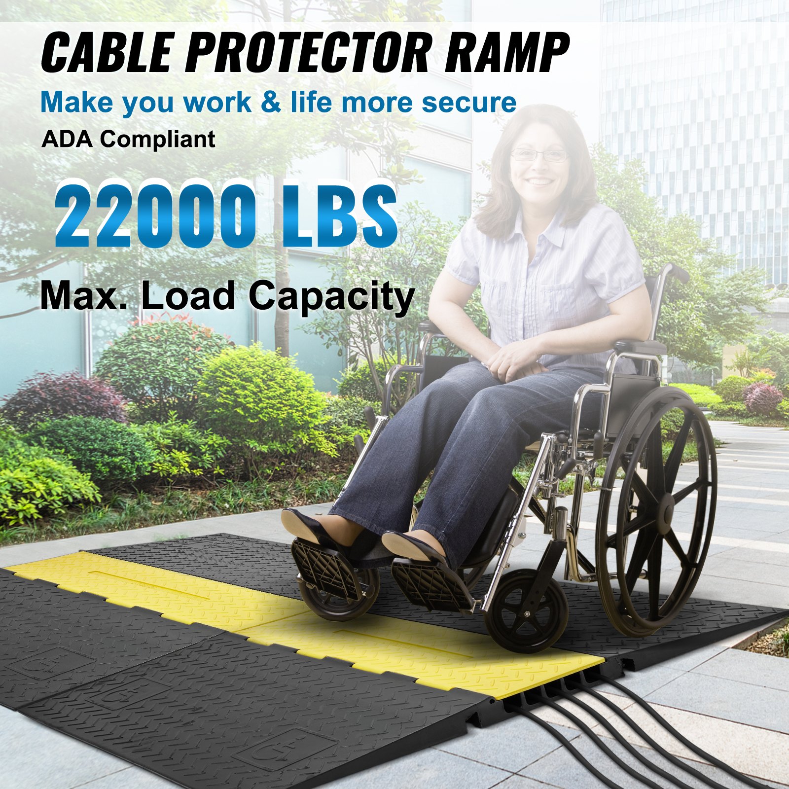 Main product image of VEVOR 5-Channel Cable Protector Ramp, 22000 lbs Load, ADA Compliant