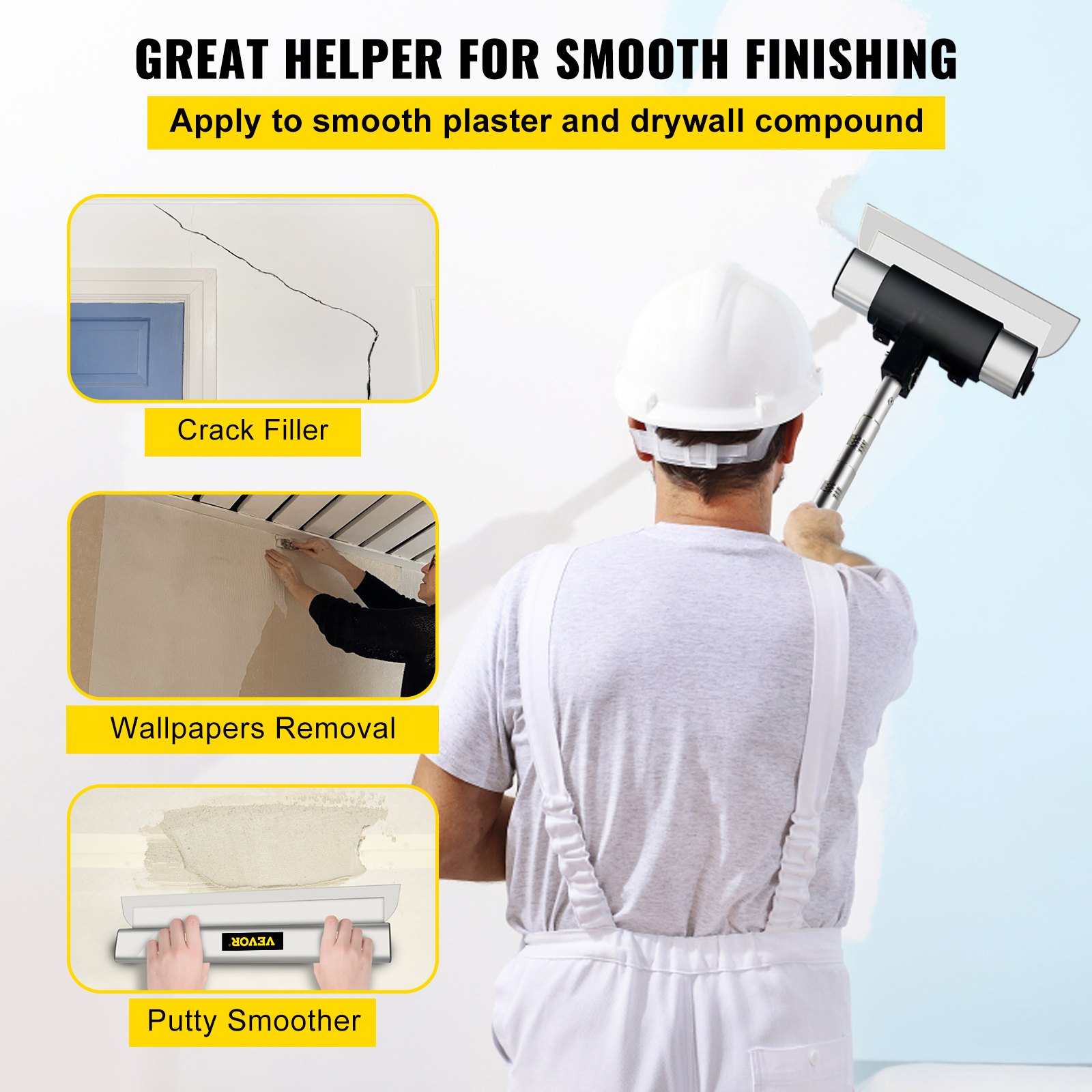 Main product image of VEVOR Skimming Blade Set, Stainless Steel, Aluminum, Extension Handle for Drywall