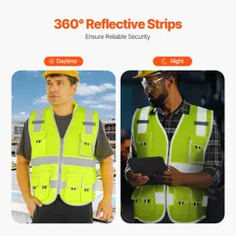 Product image of Unisex Reflective Yellow Safety Vest, 10 Pockets