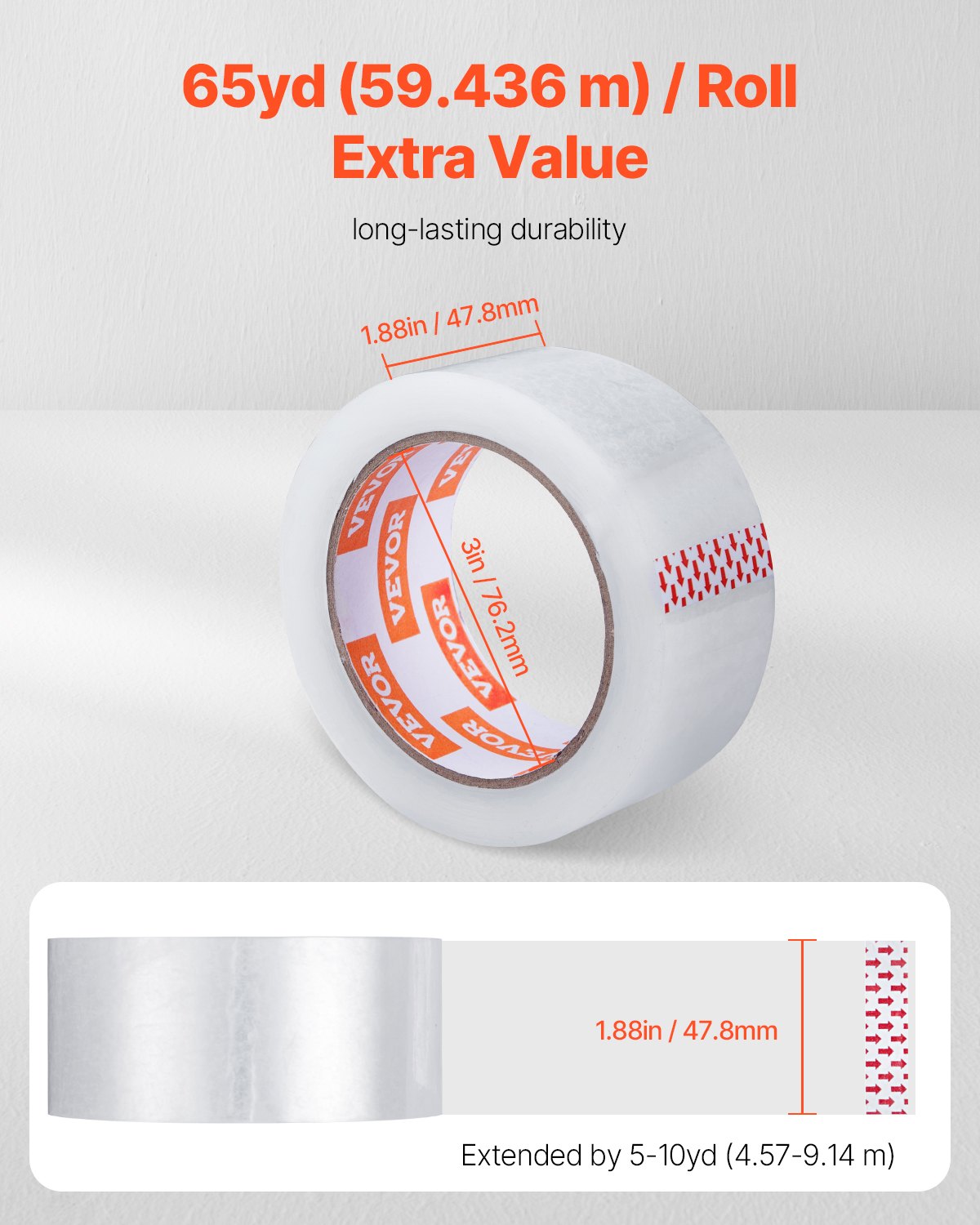 Main product image of Clear Packing Tape, 18 Rolls, 65 Yards, 2.7 Mil