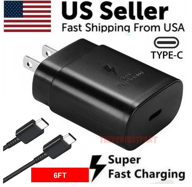 Main product image of 25W USB C Wall Charger with 6FT Cable for Samsung Galaxy S20, S21, S22
