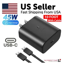 Product image of 45W USB-C Wall Charger with 10ft Cable for Samsung Galaxy S20-S23
