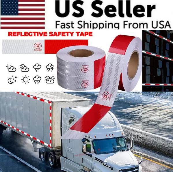 Main product image of Red White Reflective Safety Conspicuity Tape for Vehicles