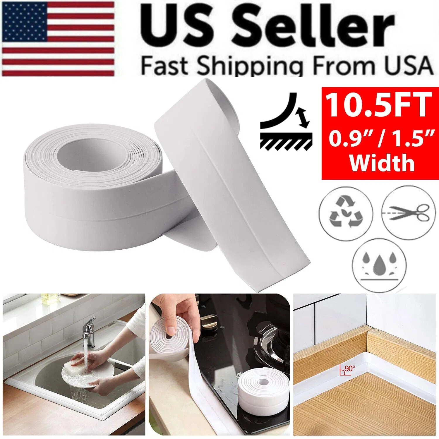 Main product image of PVC Self-Adhesive Caulk Sealing Strip Tape, 10.5 ft.