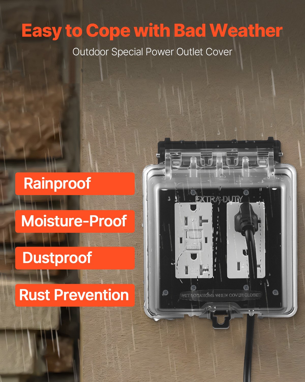 Main product image of Outdoor Outlet Cover 2-Gang Lockable Weatherproof Electrical Outlet Cover