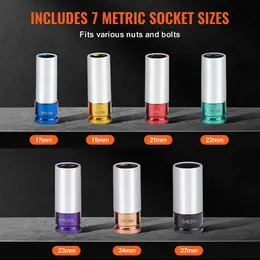 Product image of 7-Piece Lug Nut Impact Socket Set, 1/2 in. Drive, Metric, 6-Point, Deep