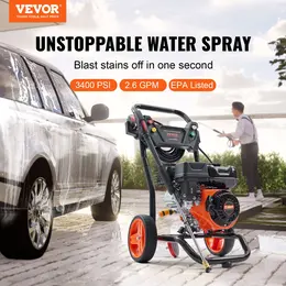 Product image of Gas Pressure Washer, 3400 PSI, 2.6 GPM, Aluminum Pump, 5 Nozzles