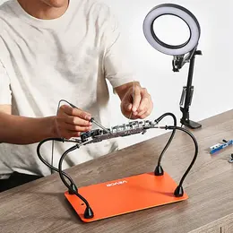 Product image of Soldering Station with Magnetic Helping Hands, 3X LED Magnifier, 4 Arms
