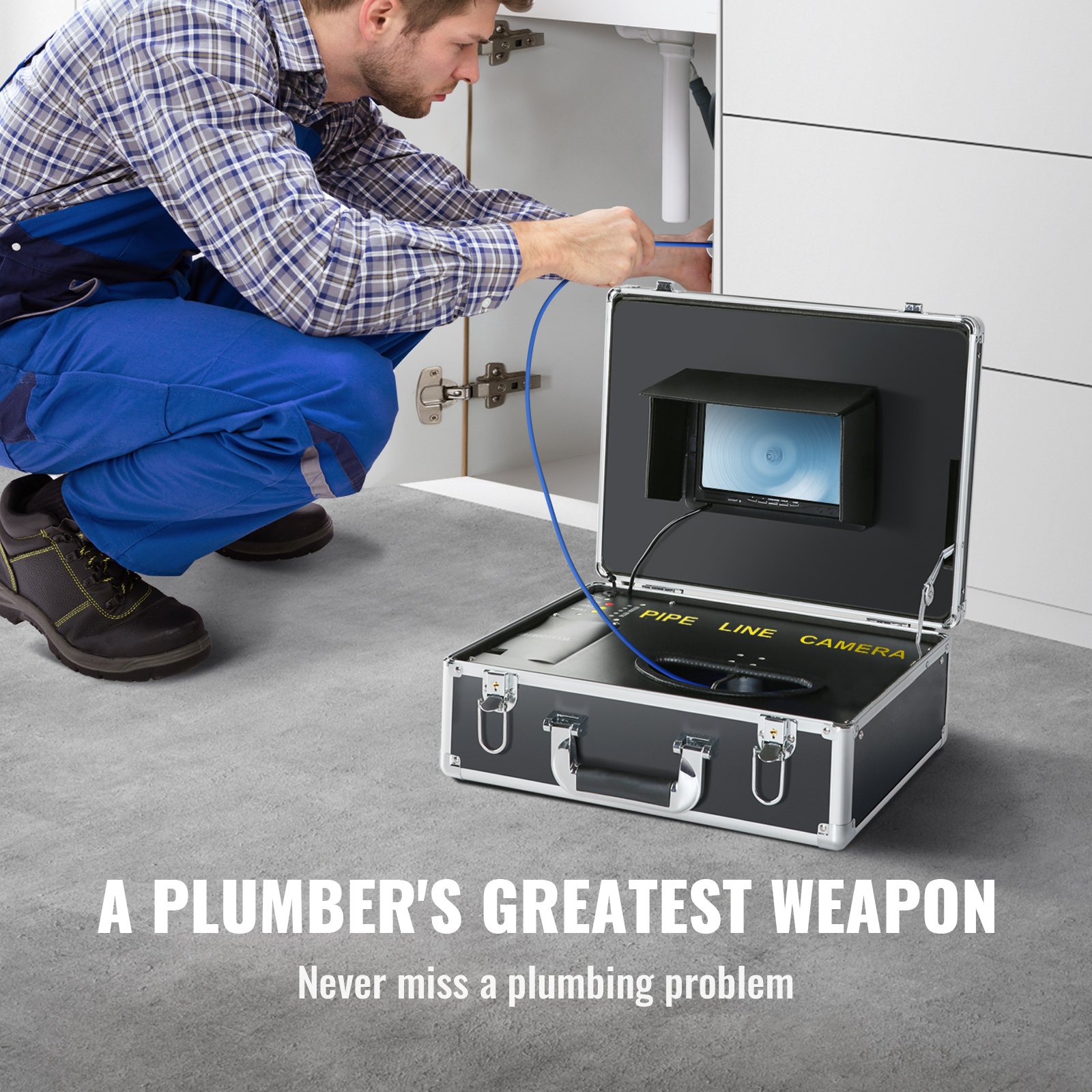 Main product image of Sewer Pipeline Inspection Camera with DVR, IP68, 12 LEDs, 16GB SD Card