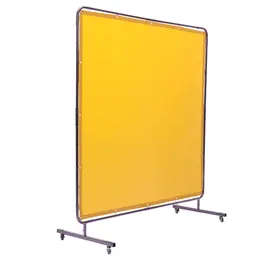 Product image of Welding Screen with Frame, 6 x 6 ft, Flame-Resistant Vinyl, 4 Swivel Wheels