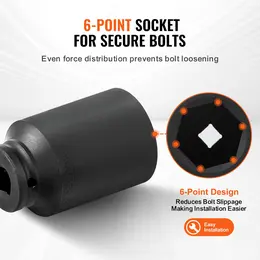 Product image of Axle Nut Impact Socket Set, 1/2 in. Drive, Deep, 6-Point, 8-Piece, SAE