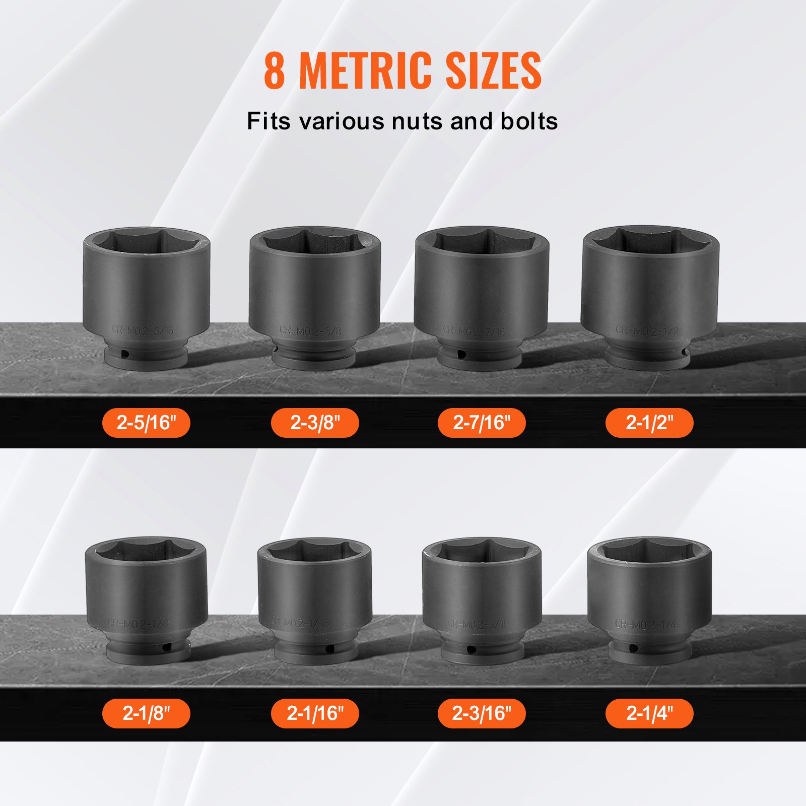 Main product image of 8-Piece SAE 6-Point Axle Spindle Nut Impact Socket Set