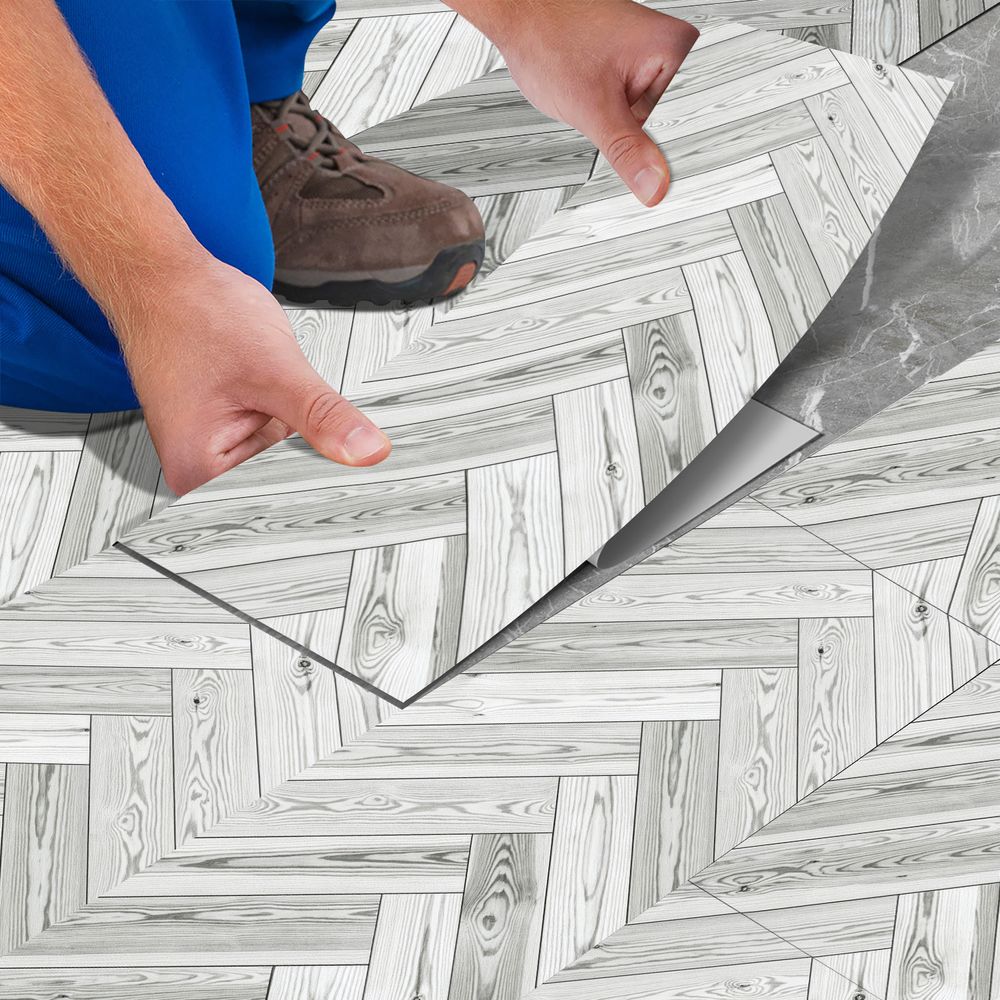 Main product image of Self-Adhesive Gray Wood Grain PVC Floor Tiles, Waterproof, Wear-Resistant