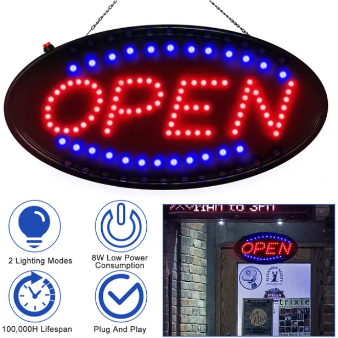 Main product image of LED Neon Style Open Sign Light, Wall Mountable Display