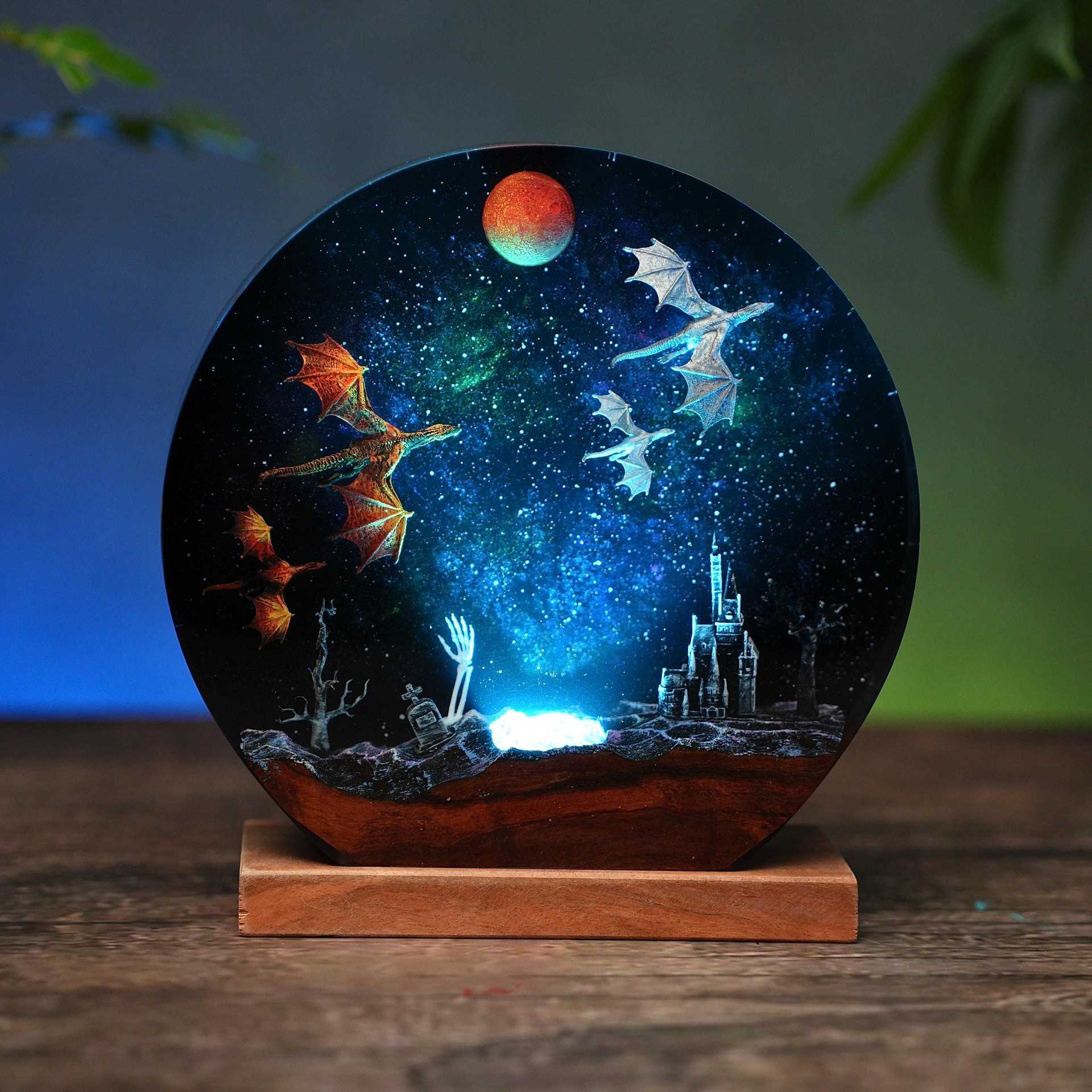 Main product image of Epoxy Resin Lamp with Ice Dragon and Fire Dragon Design