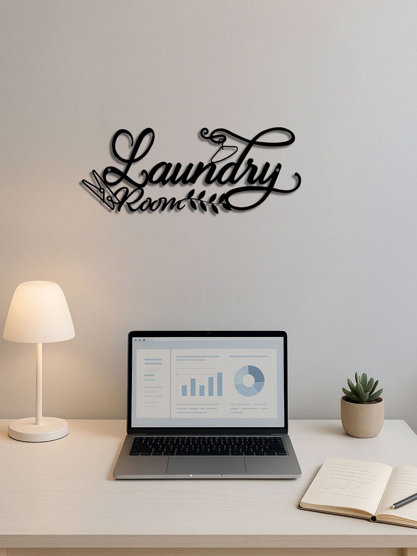 Main product image of Metal Wall Sign with Pediment for Laundry, Bar, Cafe