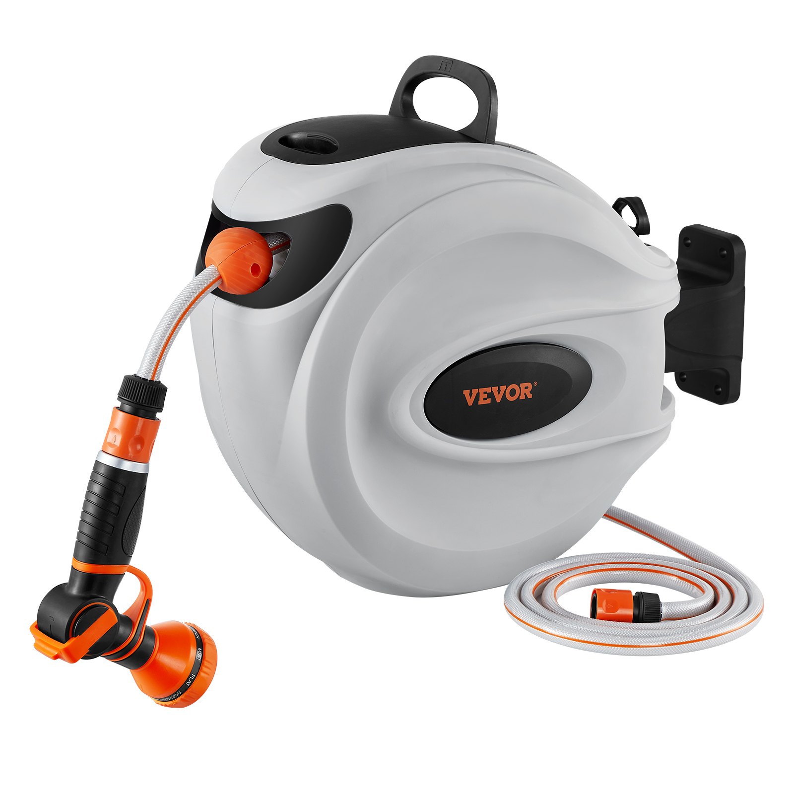 Main product image of Retractable Water Hose Reel, 25m x 1/2in, 180 Swivel, Wall-Mounted
