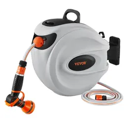 Product image of Retractable Water Hose Reel, 25m x 1/2in, 180 Swivel, Wall-Mounted