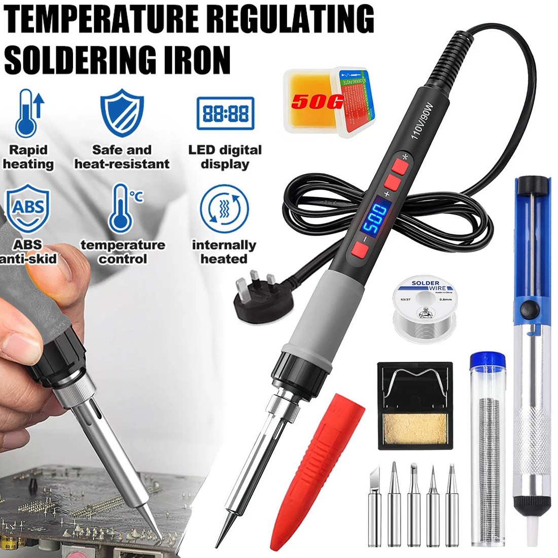 Main product image of 90W Adjustable Soldering Iron Kit for Electronics and Welding