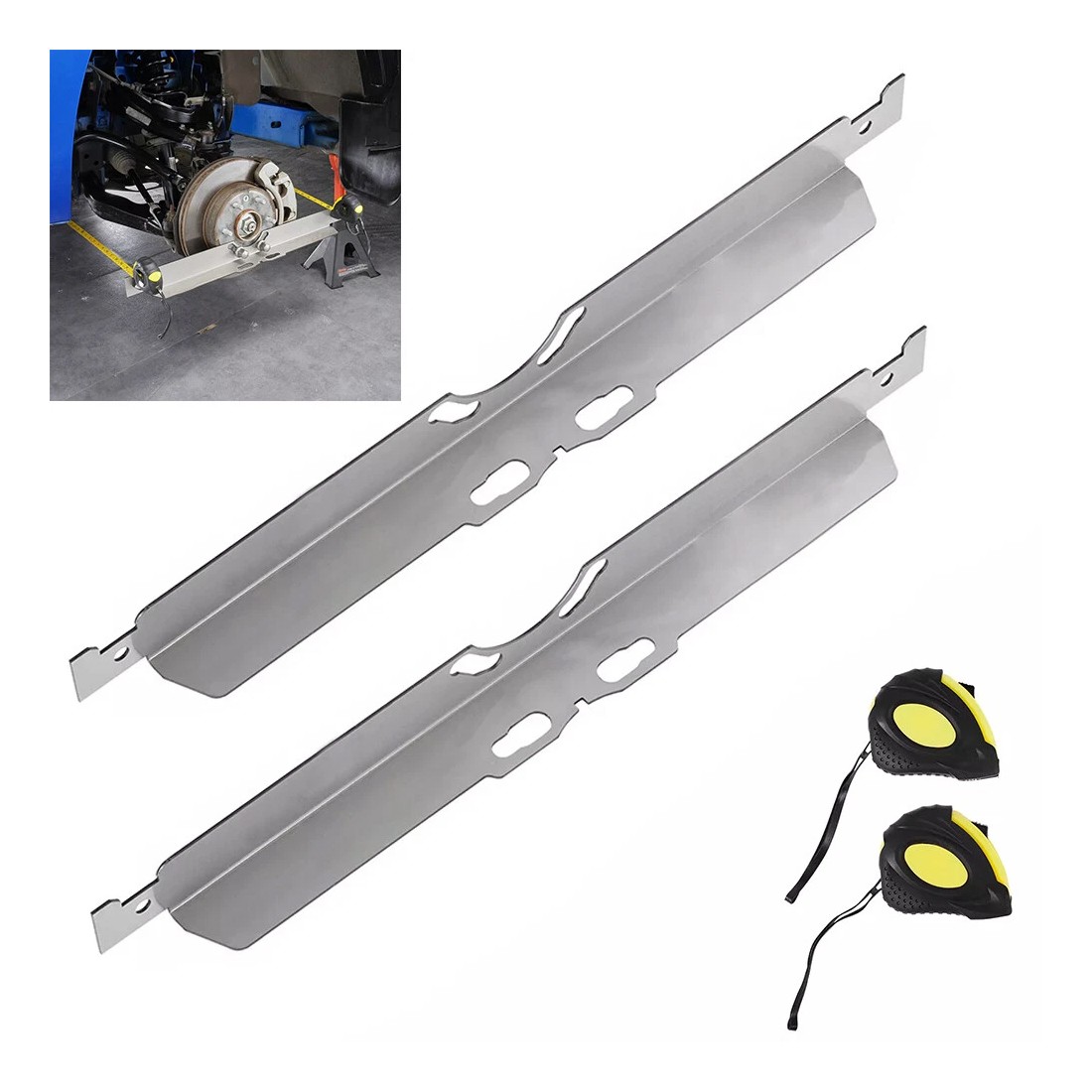 Main product image of 2-Piece Wheel Alignment Toe Plates with 2 Tape Measures