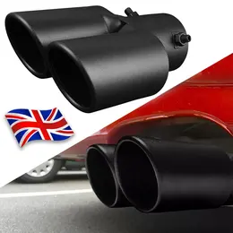 Product image of Dual Outlet Exhaust Tailpipe Tip, Silver Stainless Steel, 1.4-2.5 Inlet