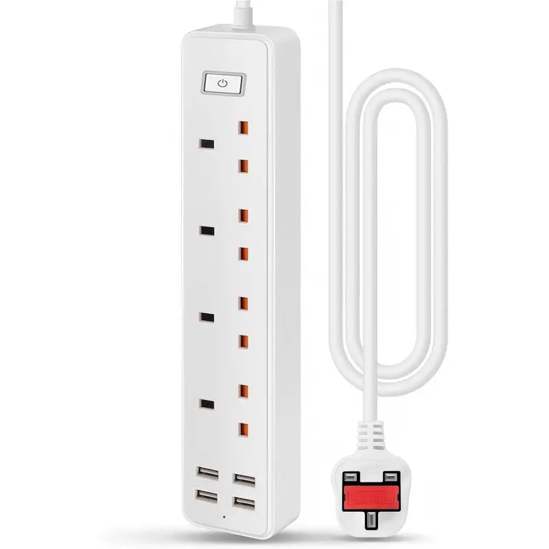 Main product image of 4-Outlet Power Strip, 4 USB 3.4A, 13A 3120W, 1.6m Cord