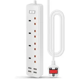 Product image of 4-Outlet Power Strip, 4 USB 3.4A, 13A 3120W, 1.6m Cord