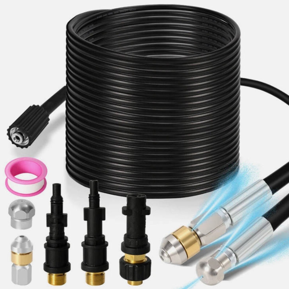 Main product image of 15m High Pressure Washer Pipe Cleaning Kit, 160 Bar, Push & Spin Nozzles, Karcher K2-K7