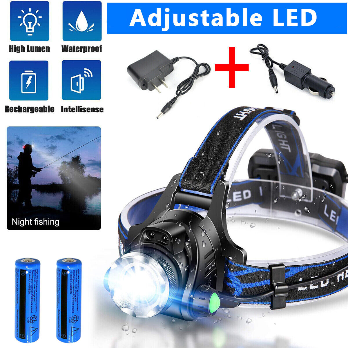 Main product image of Rechargeable Waterproof LED Headlamp for Hands-Free Illumination
