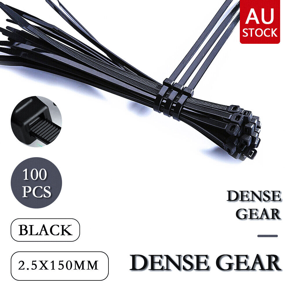 Main product image of Nylon Cable Ties, UV Stabilised, Black, 150mm x 2.5mm, 100 pc
