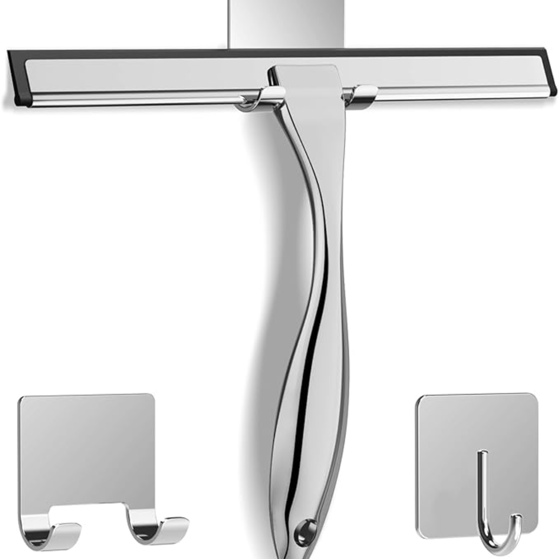 Main product image of Stainless Steel Squeegee for Shower Doors, Includes 2 Adhesive Hooks