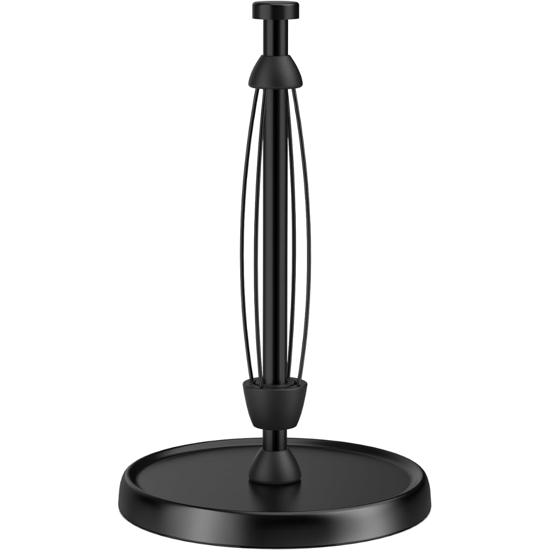 Main product image of Black Stainless Steel Paper Towel Holder, Weighted Base, One-Handed Tear, Ratchet Mechanism