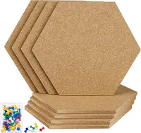 Product image of Hexagon Self-Adhesive Cork Tiles, 8.2x7 Inch, 8-Pack with 50 Push Pins