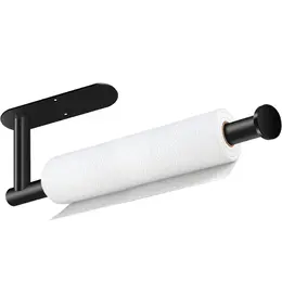 Product image of Black Paper Towel Holder, Self-Adhesive, Under Cabinet Mount
