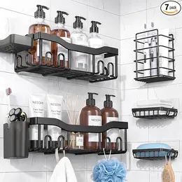 Product image of 7-Pack Adhesive Stainless Steel Shower Caddy Set