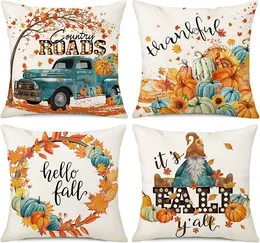 Product image of 4-Piece 18x18 Inch Fall Themed Pillow Covers