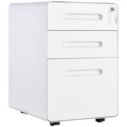 Product image of Pre-Assembled 3-Drawer Lockable File Cabinet, A4/Letter/Legal, White