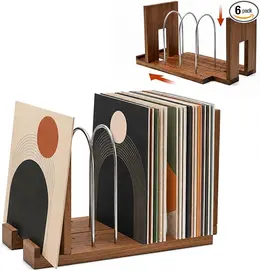 Product image of Adjustable Vinyl Record Storage Stand with Dividers