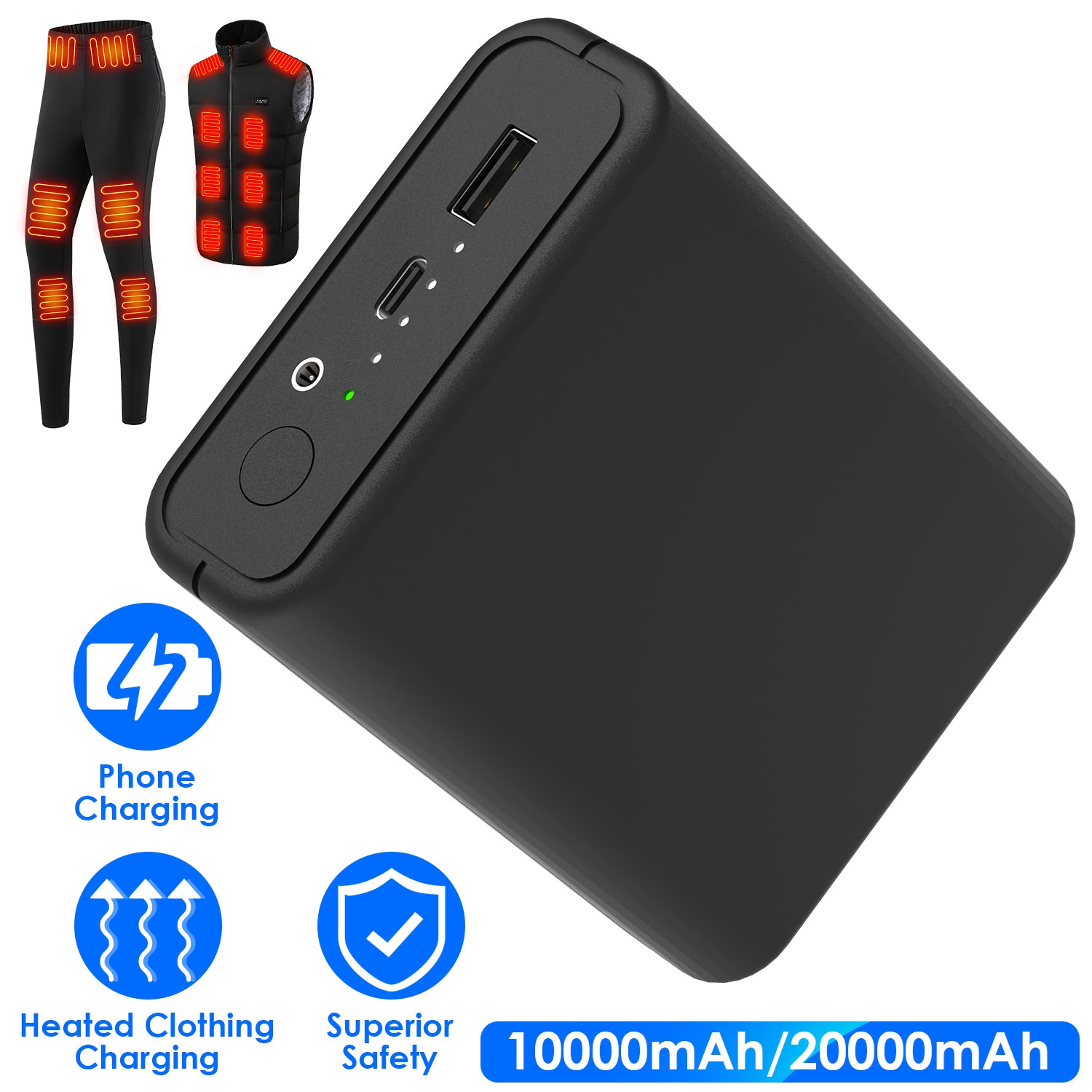 Main product image of 7.4V 2A Heated Clothing Battery Pack, 10,000mAh or 20,000mAh