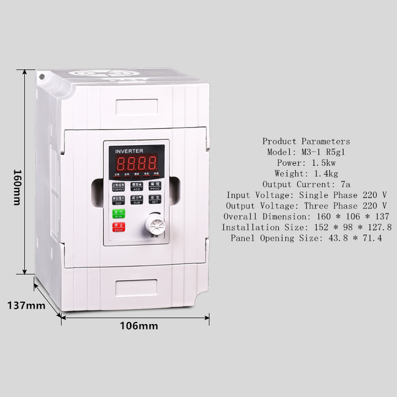 Main product image of Three-Phase 380V Inverter Speed Controller, 0.75-7.5kW