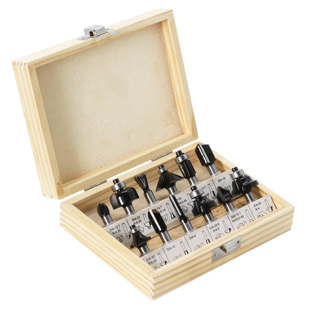 Main product image of 12-Piece 8-Handle Black Woodworking Cutter Set
