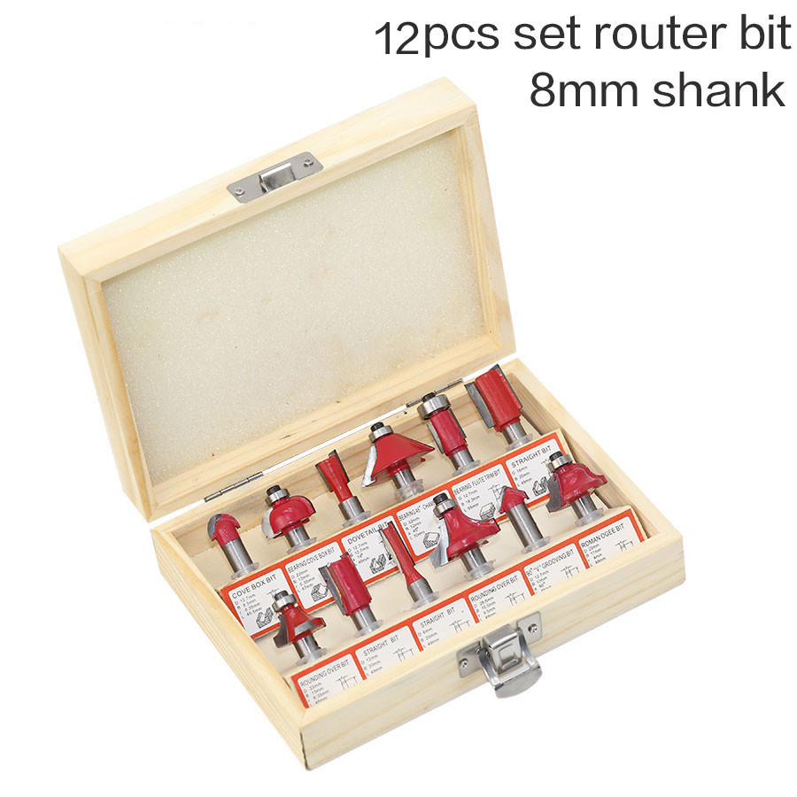 Main product image of 12-Piece Trimming Machine Woodworking Router Bit Set
