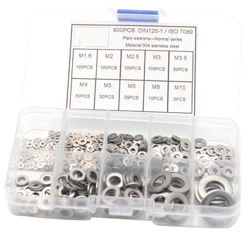 Main product image of 304 Stainless Steel Flat Washer Assortment, M1.6-M10