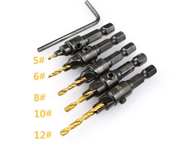 Main product image of 5-Piece Titanium Woodworking Countersink Drill Bit Set
